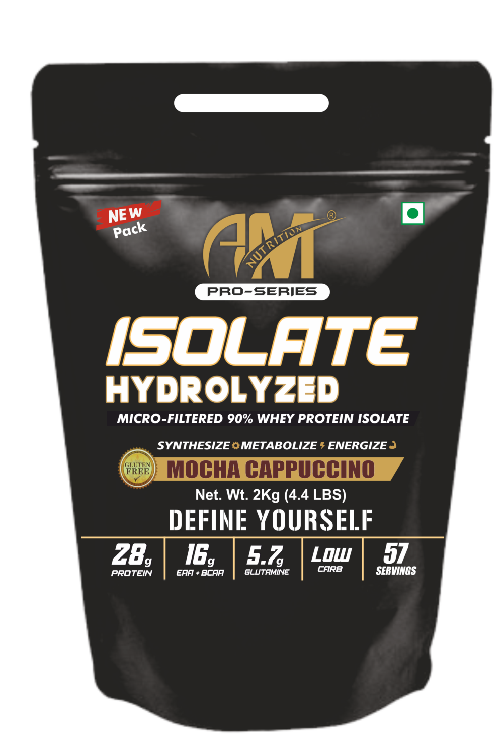Whey Protein Isolate | 28g Isolate Hydrolyzed Micro-Filtered 90% Whey - MOCHA CAPPUCCINO, 2KG/4.4LBS